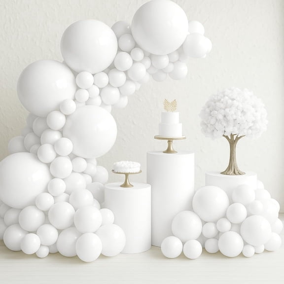 147 Pcs White Balloons Arch Kit White Balloon Different Sizes for Happy Birthday Decoration Christmas Gender Reveal Wedding Party Bridal Anniversary Decorations