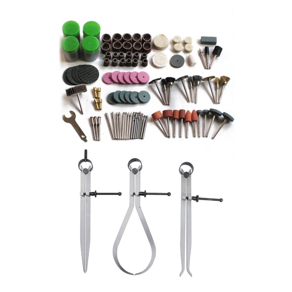 147 pcs Bit set suit mini Drill rotary tool & Fit Grinding & 3x Spring Inside Outside Divider Caliper Set 8-Inch,3 * Spring inside and outside calipers 1 * (147 pcs) Electric grinder set
