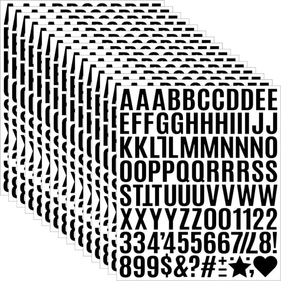 1470Pcs Letter Stickers Alphabet 15 Sheets Vinyl Small Mailbox Numbers 1 Inch Self Adhesive Stick on Letters for Scrapbook Water Bottles Cup Craft Sign Classroom Address Number Black