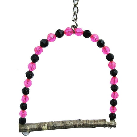 1475 Tiny Crystal Bead Swing. (Pink/Black.)
