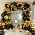 thumbnail image 1 of 147pcs 112pcs, Happy New Year Black Golden Explosion Star Balloon Arch Set,Glitter Balloons, Suitable for Birthday Parties, Anniversaries, Indoor and Outdoor Activities Graduation, 1 of 5