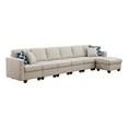 thumbnail image 1 of 148.5" Fabric Linen Blend Reversible Modular Sofa & Couch With Ottoman-Beige, 1 of 7