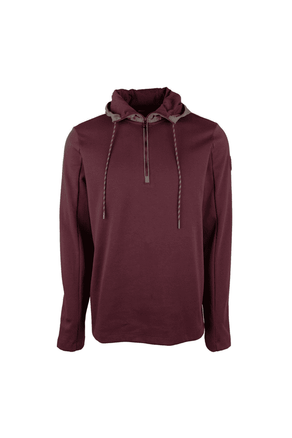 $148 Michael Kors Men's Hooded Quarter Zip Pullover, Burgundy, Sz XL