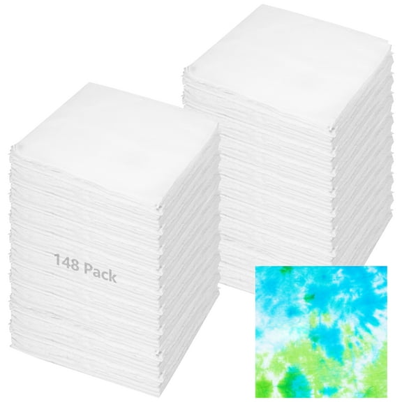 148 PCS Cotton Fabric Square, 10 x 10 in Pre-Cut White Fabric for Tie-Dye, Printing, Handicraft, Embroidery, Soft and Breathable, Precut Quilting Fabric for Custom Crafts Projects