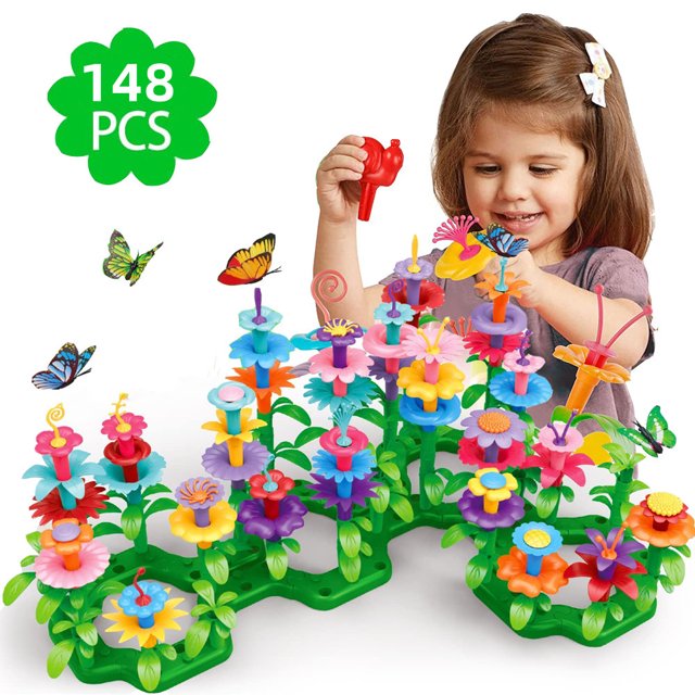 148 PCS Flower Garden Building Toys Kit, Educational STEM Toy and Preschool Garden Play Set