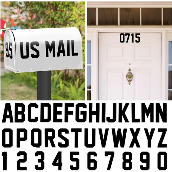 148 PCS Mailbox Numbers and Letters Stickers Decals,3" X 7 Set Number 0-9 and 3" X 3 Set Alphabet Letter for Outside Indoor,Vinyl Self-Adhesive Waterproof Door House Address Stickers,Black