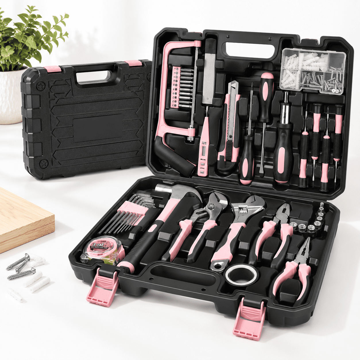 148-Piece Portable Basic Hand Repair Home Tool Kit with Case, Pink ...
