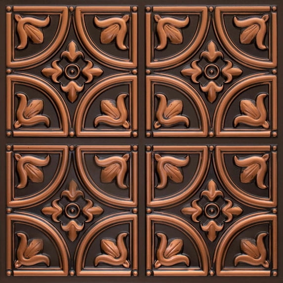 148 - Tiny Tulips 2 ft. x 2 ft. PVC Glue-up Ceiling Panel in Antique Copper (40 sq.ft / Pack) - 10 Pieces