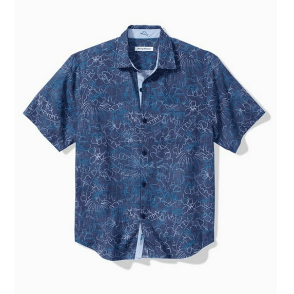$148 Tommy Bahama Between The Vines Short-Sleeve Shirt,Island Navy, XL