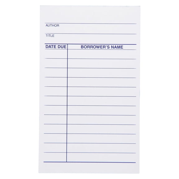 1485890 Circulation Date Due Cards, 3 x 5 Inches, White, Pack of 500
