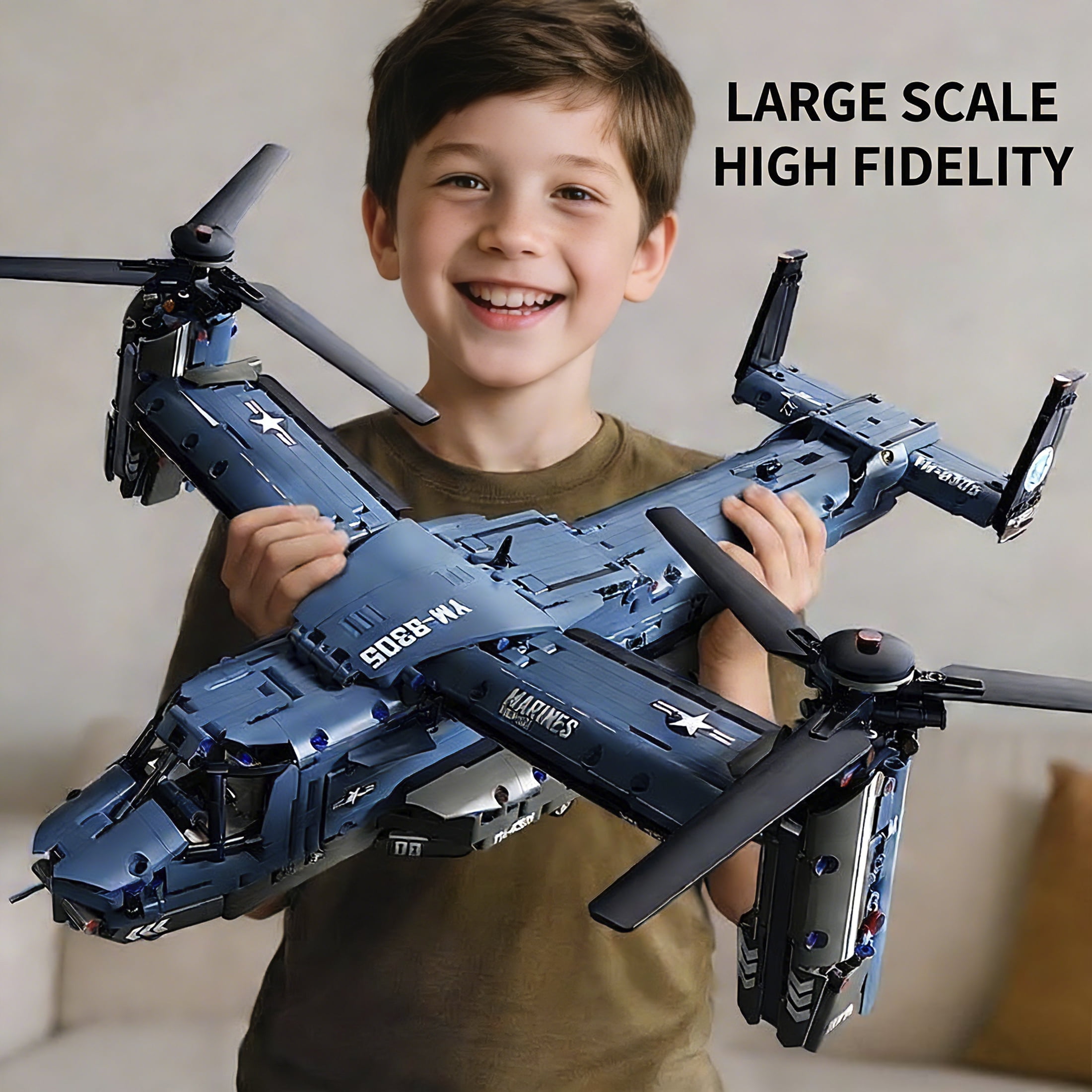 1486-Piece V-22 Osprey Military Helicopter Building Blocks Set, Collectible Aviation Model Kit for Adults & Teens