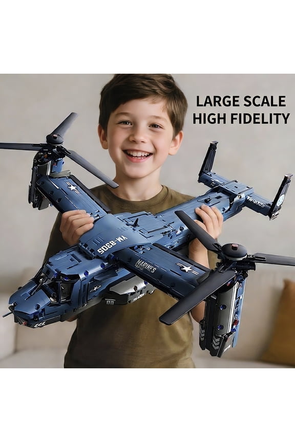 1486-Piece V-22 Osprey Military Helicopter Building Blocks Set, Collectible Aviation Model Kit for Adults & Teens