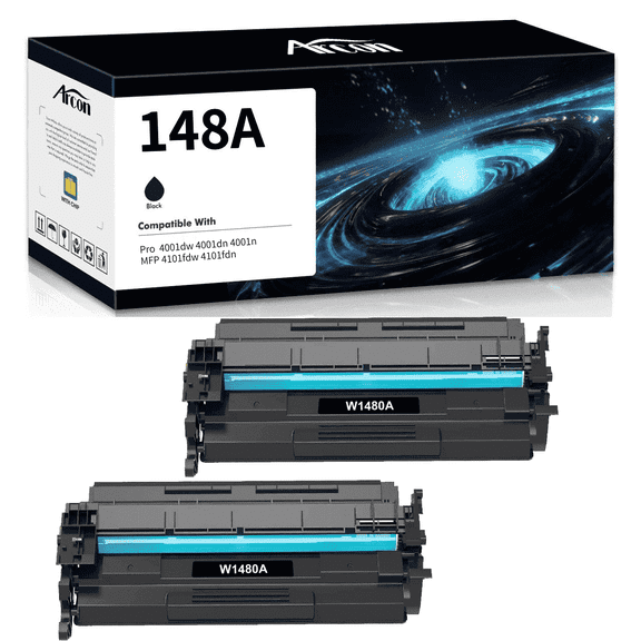 148A Toner Cartridge (with Chip) Compatible for HP 148A 148X W1480A W1480X for Pro 4001dw 4001dn 4001n MFP 4101fdw 4101fdn Printer (2 Black)