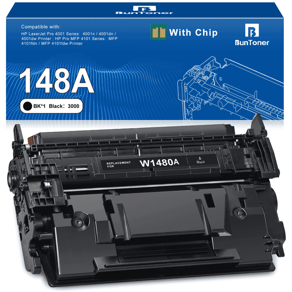 148A Toner Cartridge Compatible for HP 148A 148X W1480A W1480X Toner Cartridge for Pro 4001dw 4001dn 4001n MFP 4101fdw 4101fdn Printer (1 Black)