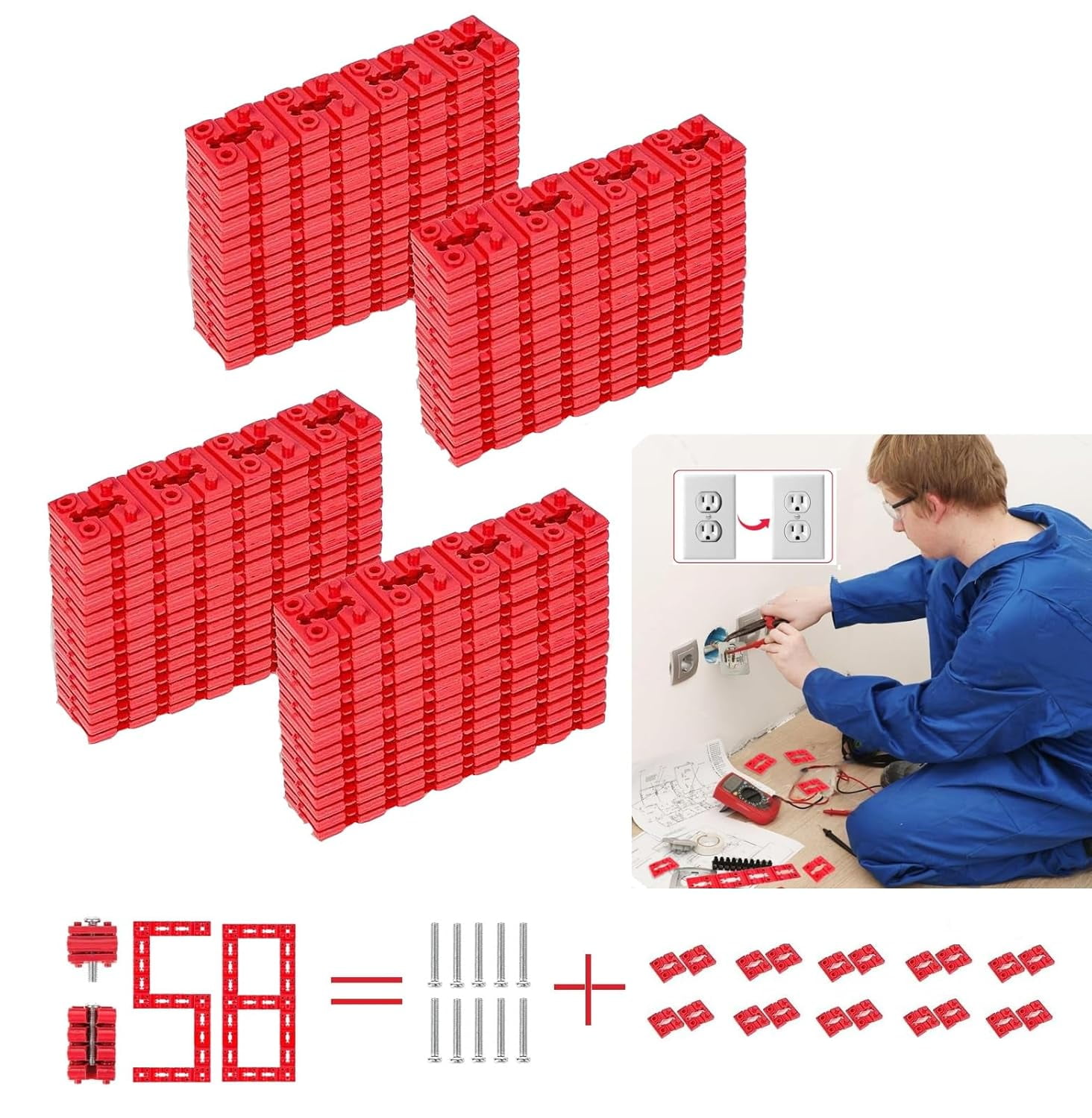 148Pcs General Outlet Spacers With 10 Screws Plastic Electric Wall Switch For El