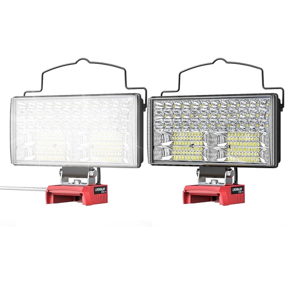 148W 7 Inch LED Work Light 2 Pack with USB and Type-C Output Ports Low Voltage Protection Flood Light for Camping Emergency Bestseling