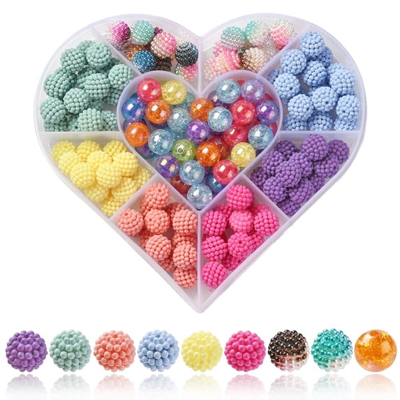 148pcs 8 style Rubberized style Imitation Pearl Transparent Acrylic Beads Berry Round Mixed color 12x11.5-12mm Hole: 1-2mm