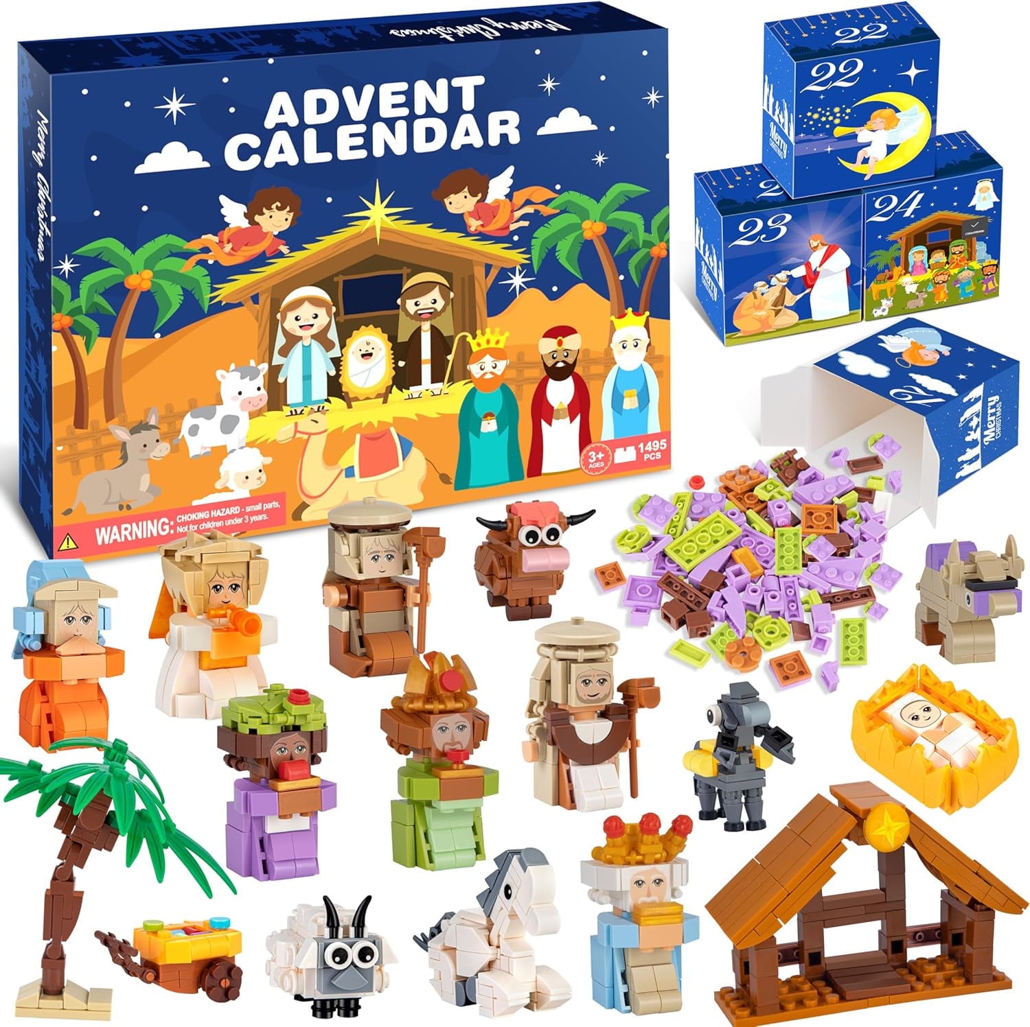 149 5PCS Nativity Advent Calendar 2025 Kids 24 Days Building Blocks Kits Christmas Gifts Countdown Calendar Set, Stocking Stuffer Building Toys for Boys, Girls, Teens & Adults Ages 12+