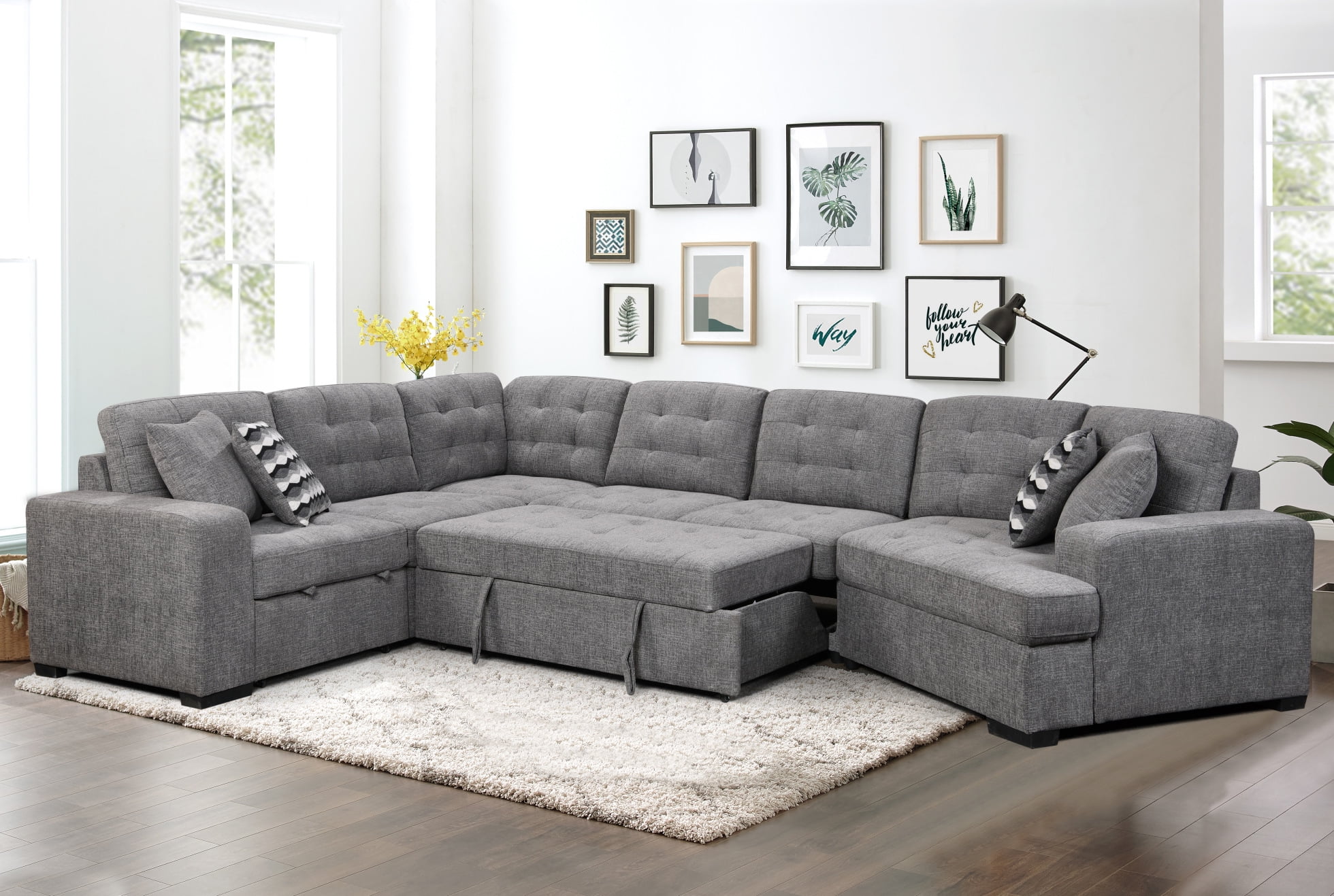 149" Oversized Sectional Sofa, Modern Large UShape Sectional Sofa, U