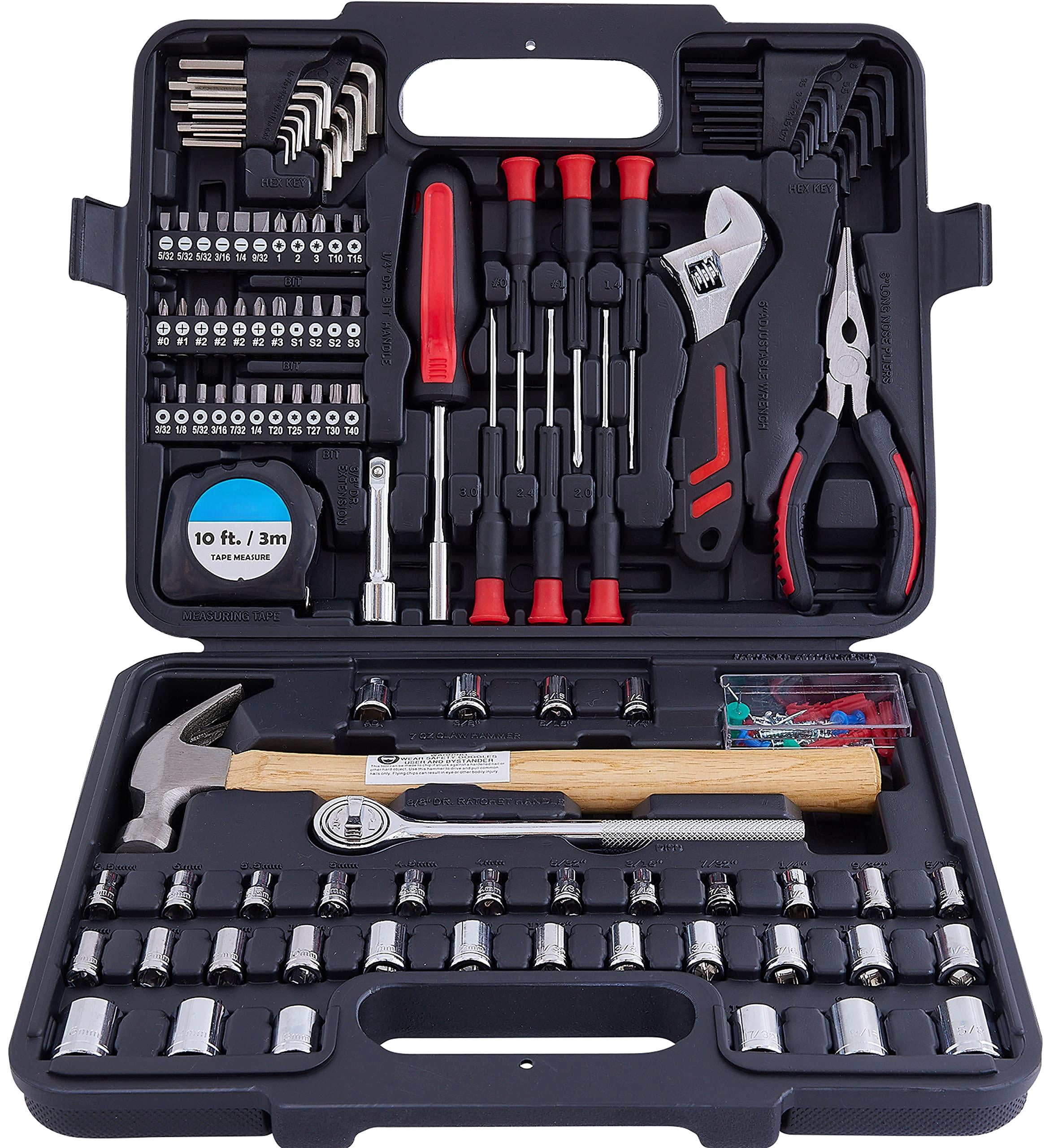 149-piece Tool Kit  Home & Auto Repair Hand Set With Hammer Socket Wrench Pliers Storage Case. Diy Mechanics For Household Apartment Dorm A Gift