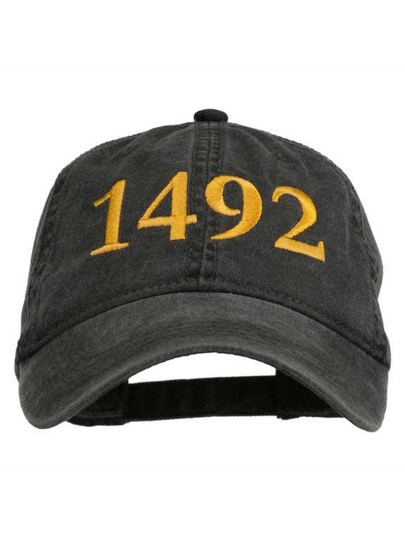 1492 Columbus Day Embroidered Washed Cap - Black OSFM