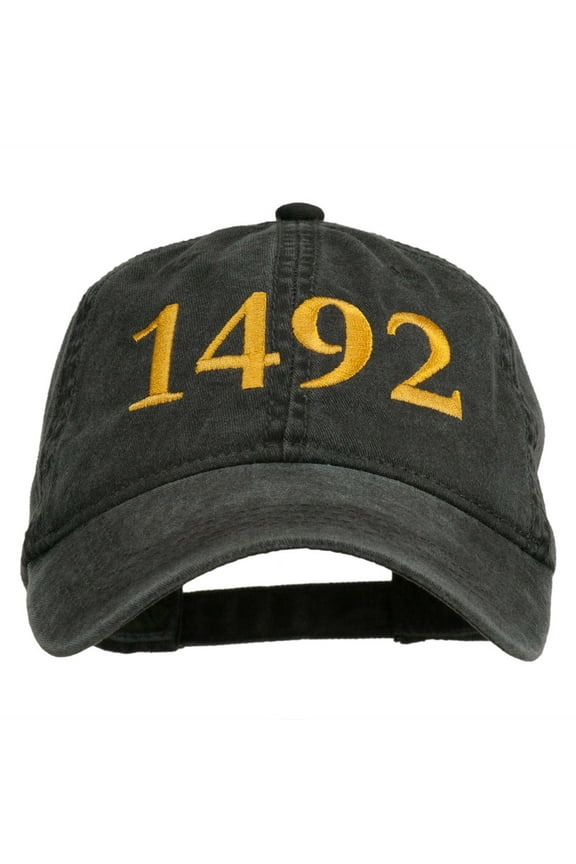 1492 Columbus Day Embroidered Washed Cap - Black OSFM