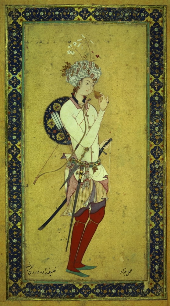 1499 Miniature Portrait Of Harun Ar-Rashid Breathing A Pomegranate Canvas Art - (24 x 36)