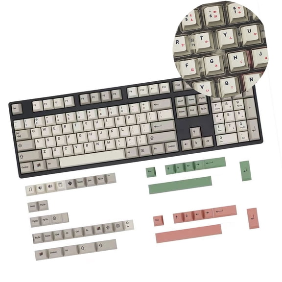 149key Keycaps Retro 9009 Theme with Backlighting for Mechanical Keyboards English/Korean/Japanese/Russian