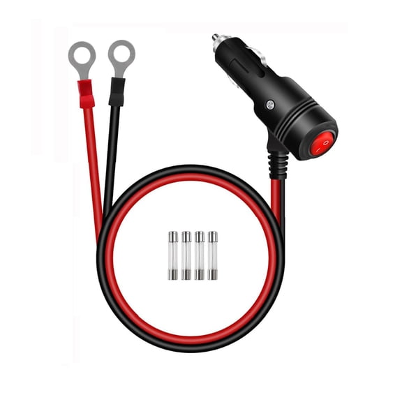 14AWG 12/24V 3FT Fused Replacement Cigarette Lighter Male Plug Extension Cable, Car Cigarette Lighter Adapter with Switch with LED Light, with 15A10A Fuse (3FT/1M)