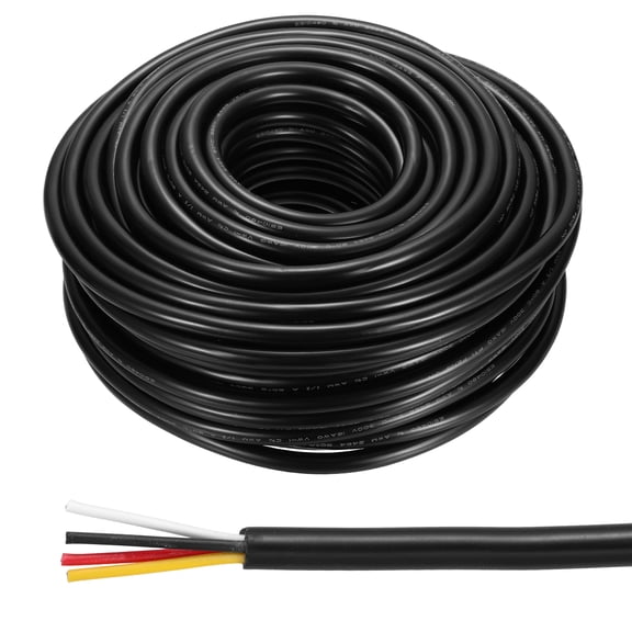 14AWG Electrical Wire 4 Conductors 100FT/30.5m UL2464 Power Cable Flexible Extension Signal Signal Cable Black for LED Strips Lamps Lighting Power Supply
