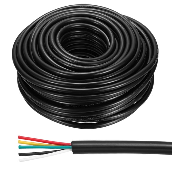 14AWG Electrical Wire 5 Conductors 100FT/30.5m UL2464 Power Cable Flexible Extension Signal Signal Cable Black for LED Strips Lamps Lighting Power Supply
