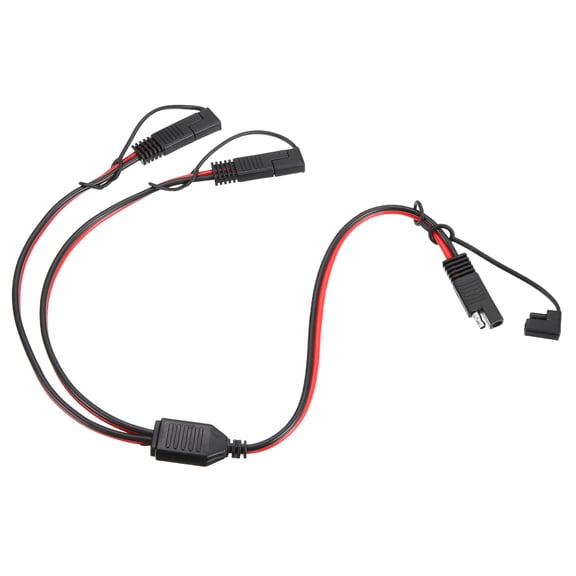 14AWG SAE Y Splitter Connector Cable, 1 to 2 SAE Extension Cable 1.8 ft with Waterproof Caps for Solar Panel