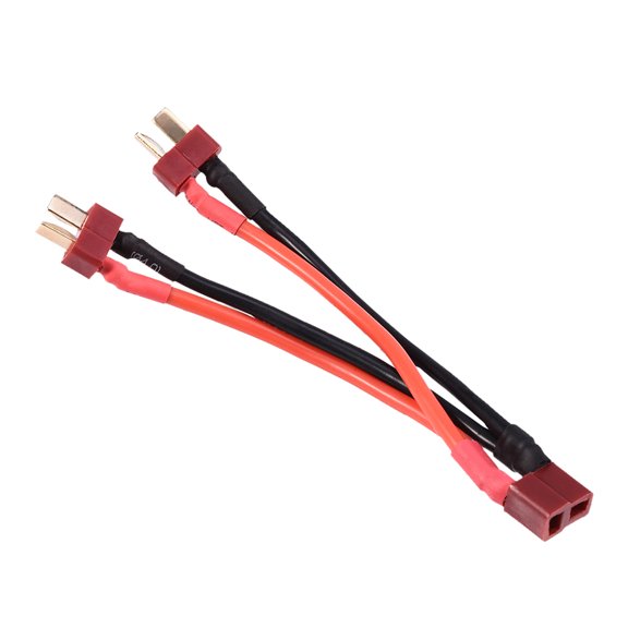 14AWG T Plug Cable: Female To Dual Male Connectors, Parallel Batteries 2,6S, 5.1 Inch