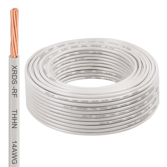 14AWG THHN Wire 100FT Electrical Building Wire Stranded Bare Copper Conductor with PVC and Nylon Insulation, Heat and Oil Resistant Cable