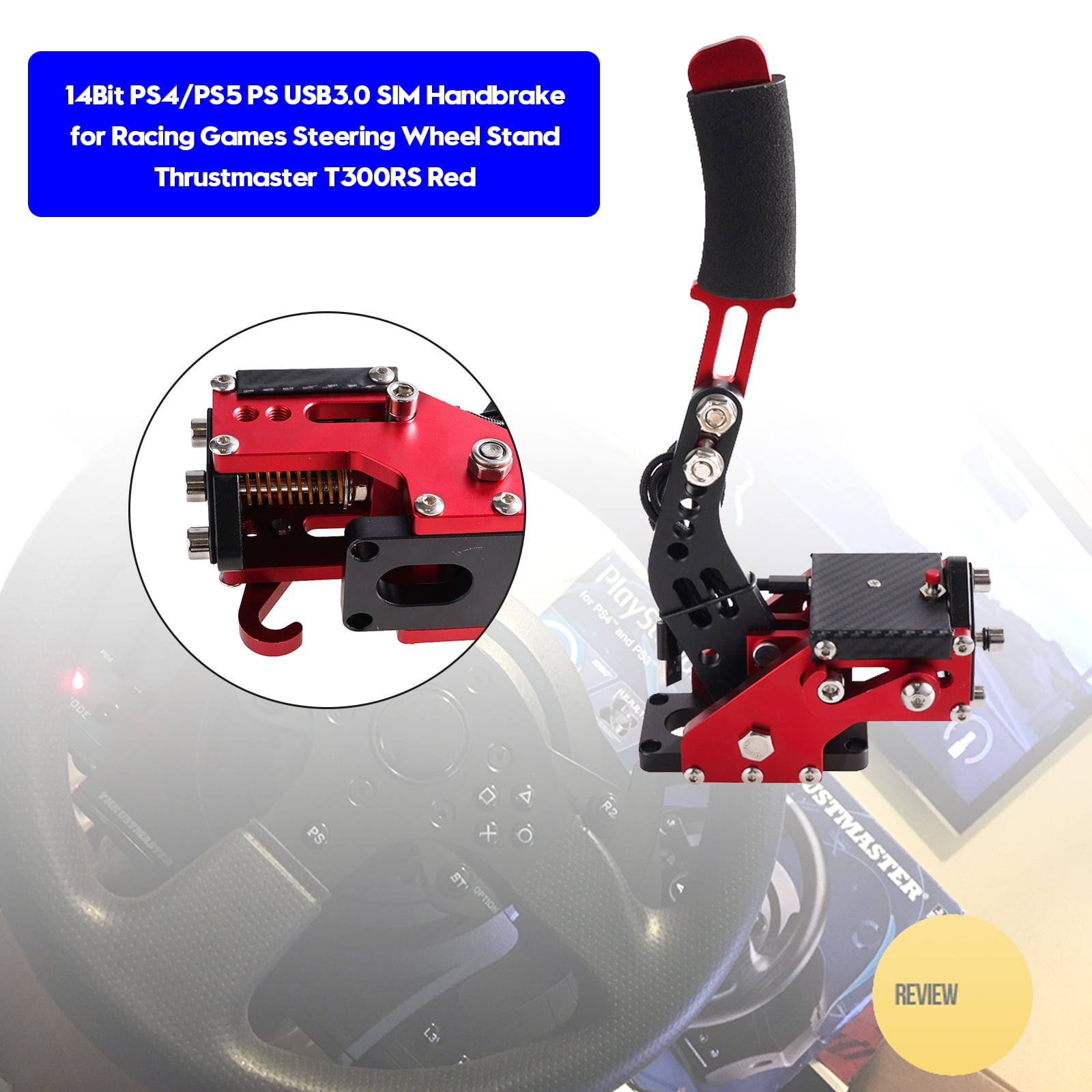 14Bit PS4/PS5 PS USB3.0 SIM Handbrake for Racing Games Thrustmaster T300RS  Red 