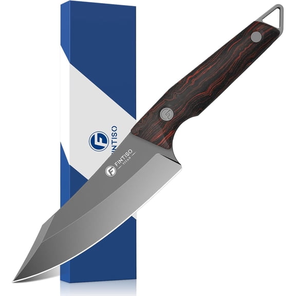 14C28N Steel Viking Knife, Japanese Butcher Knife with G10 Handle, Ultra Sharp Meat Cleaver Boning Knife for Meat Cutting, Outdoor Kitchen Chef Knife Best Gift (Red)