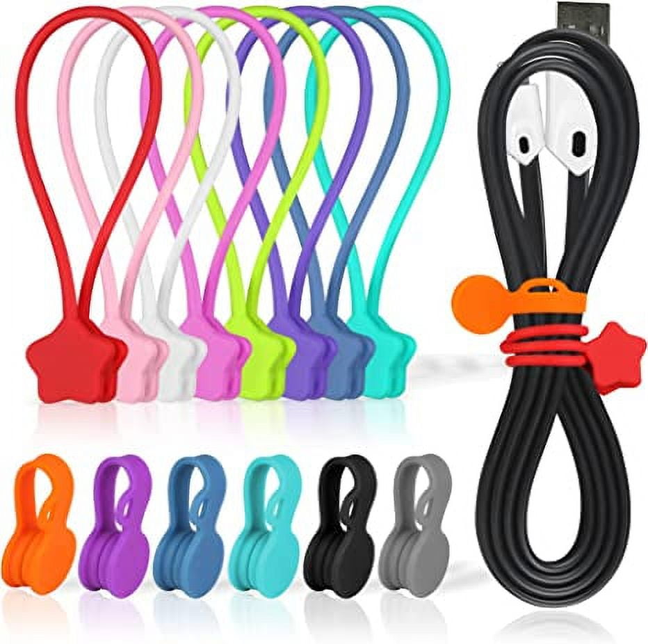 14Colors Magnetic Cords Organizers Reusable Silicone Twist Cable Ties ...
