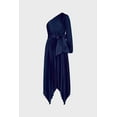 thumbnail image 1 of Milly womens  Essi Solid Pleated One-Shoulder Maxi Dress, 6, Blue, 1 of 3