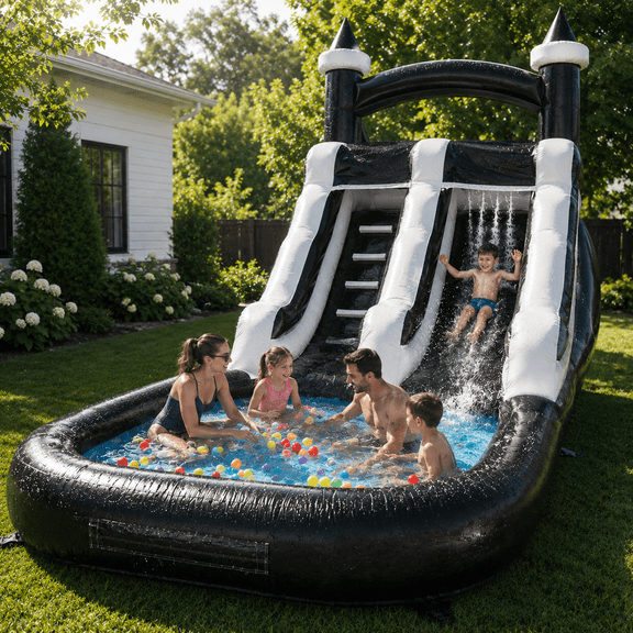 Commercial Water Slide and Splash Pool with Blower for Kids 14FT
