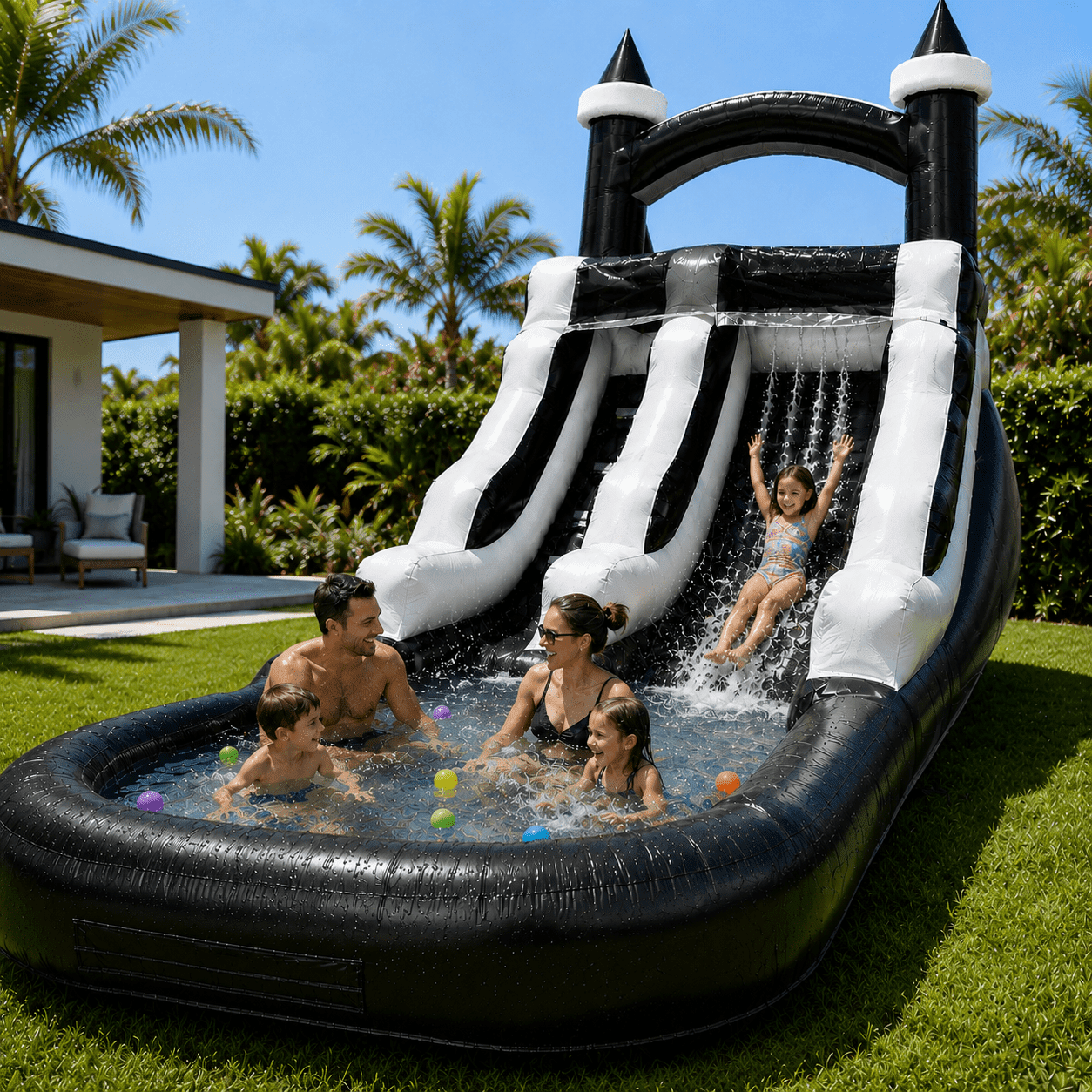 Commercial Water Slide and Splash Pool with Blower for Kids 14FT
