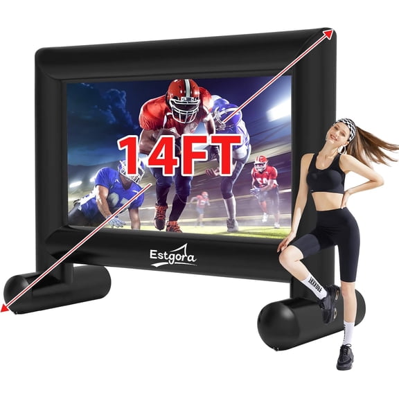 14FT Inflatable Movie Screen Outdoor,Blow Up Projector Screen,Inflatable with Air Blower and Storage Bag,Front & Rear Projection Screens for Outdoor Night Backyard Pool Fun