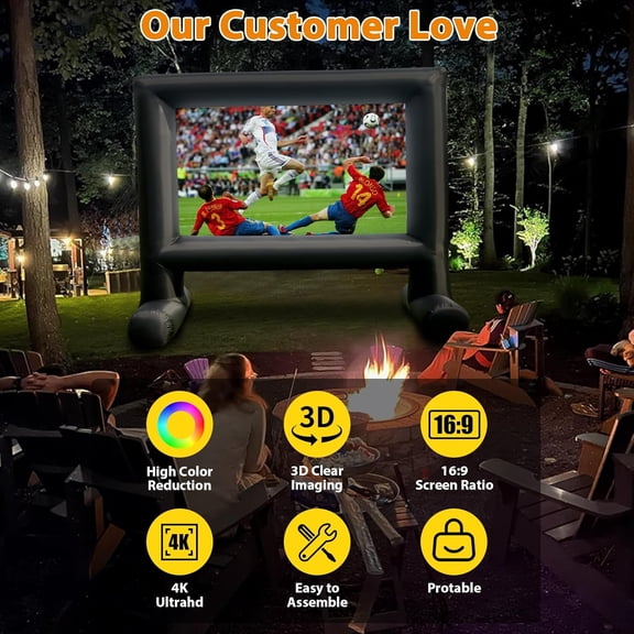 14FT Inflatable Movie Screen Outdoor,Blow Up Projector Screen,Inflatable Movie Screen with Air Blower and Storage Bag,Front & Rear Projection Screens for Outdoor Movie Night Backyard Pool Fun