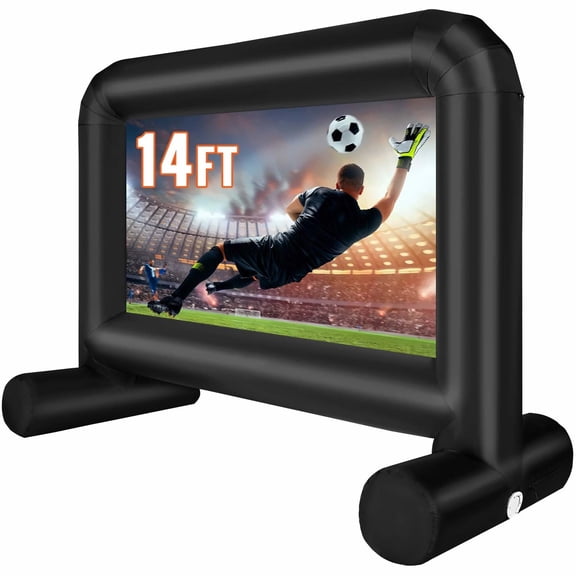 14FT Inflatable Movie Screen Outdoor Projector Screen with Blower - Portable Backyard Cinema Blow Up Screen for Parties, Front & Rear Projection, Oxford Fabric