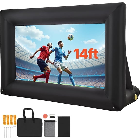14FT Inflatable Projector Screen, Inflatable Movie Screen Outdoor with 120W Air Blower Projector Screen Oxford Fabric Material Blow Up Screen for Outdoor Backyard, Theater, Theme Party