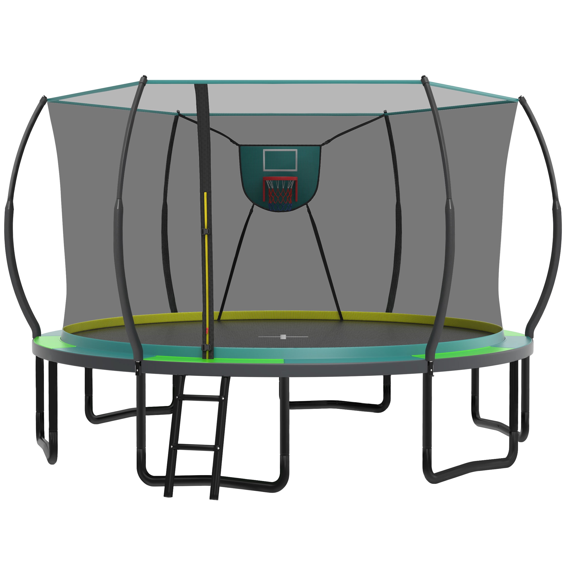 14 Ft Trampoline for Kids and Adults, Outdoor Trampoline with Fiberglass Rods and Smart Zipper System Zero Gaps, Segmart Recreational Trampoline with Enclosure Net, 880LBS Heavy Duty Trampoline
