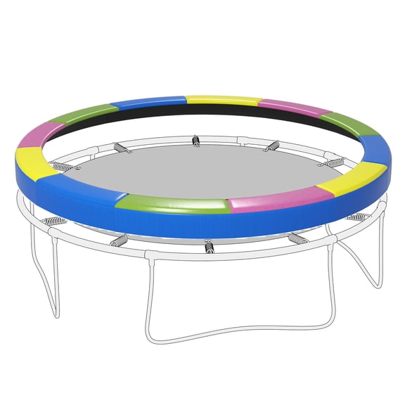 14FT Trampoline Spring Cover Pad Replacement - Waterproof, Tear Resistant, All Weather Safety Pad - No Pole Holes, Multi Color