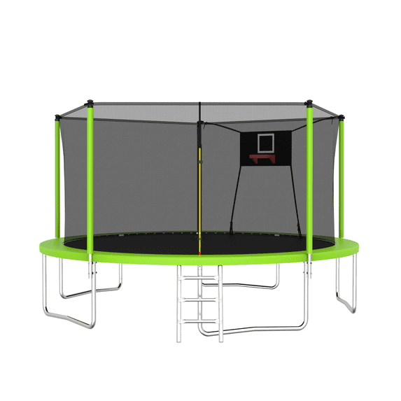 14FT Trampoline with Net, Outdoor Recreational Trampolines for Family