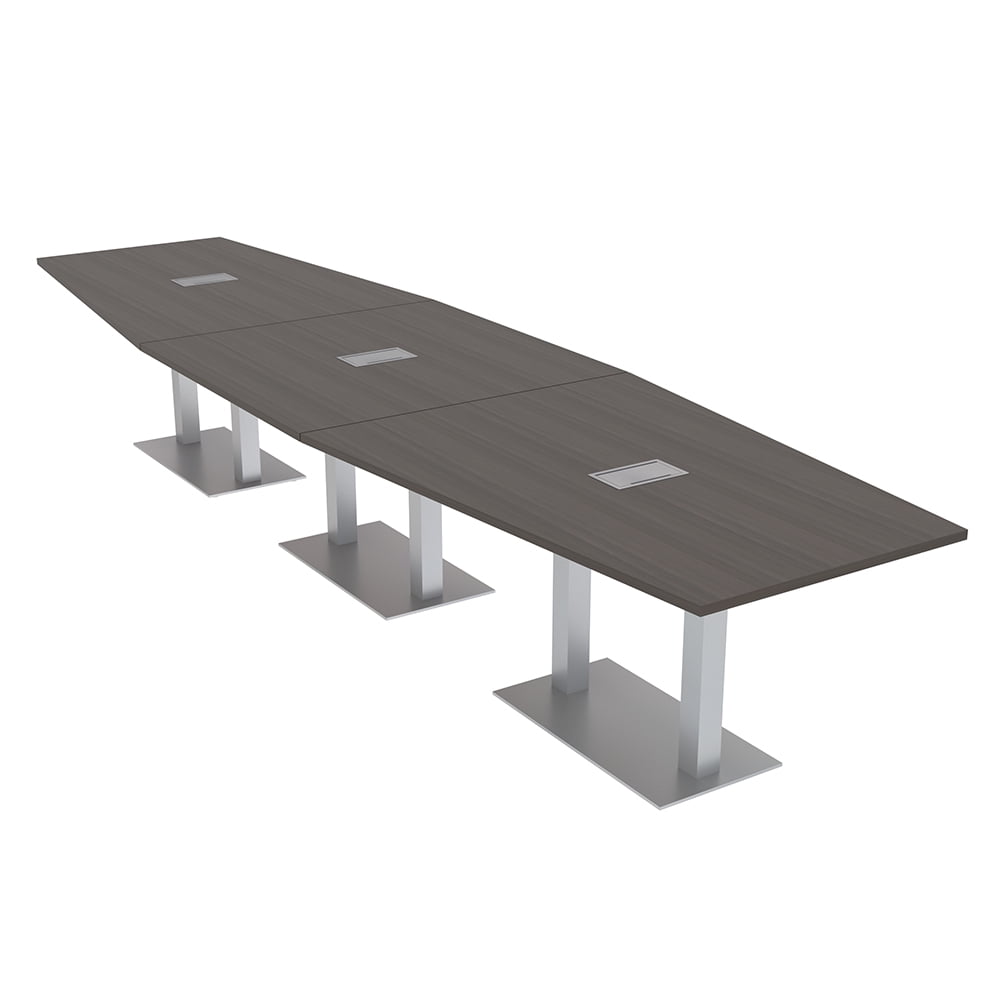 14Ft Hexagon Conference Table With Square Metal Bases Electrical Units ...