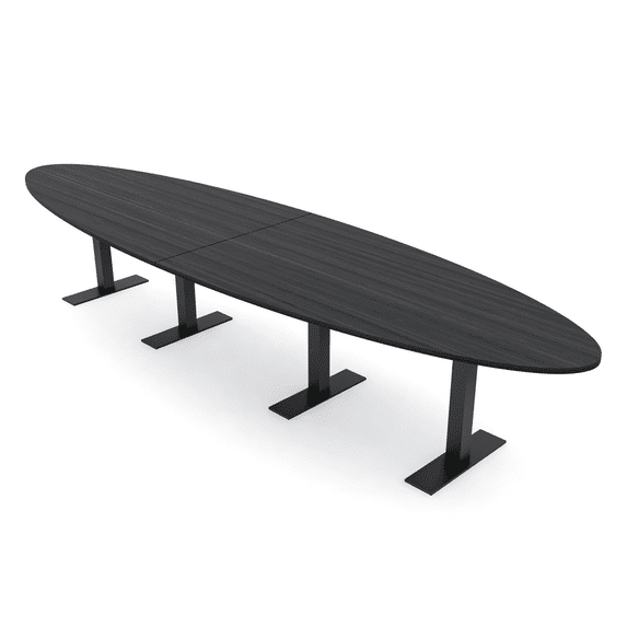 14Ft Modular Oval Conference Table With Metal T Bases Electrical Units