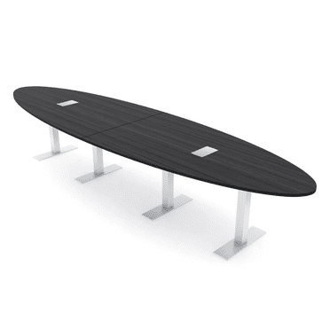 14Ft Modular Oval Conference Table With Metal T Bases Electrical Units